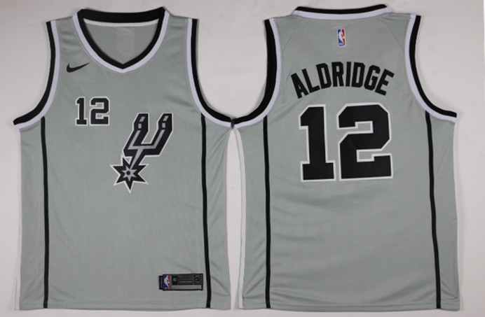 Men San Antonio Spurs 12 Aldridge Grey Game Nike NBA Jerseys